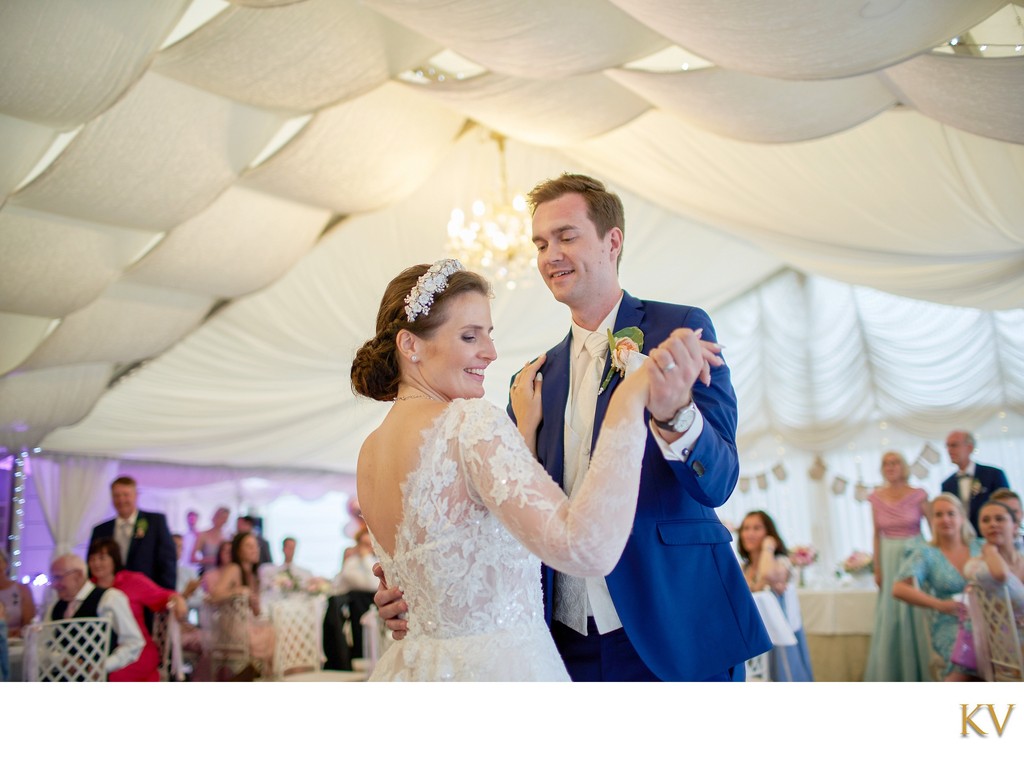 First dance of the newlyweds at the Villa Richter, Prague