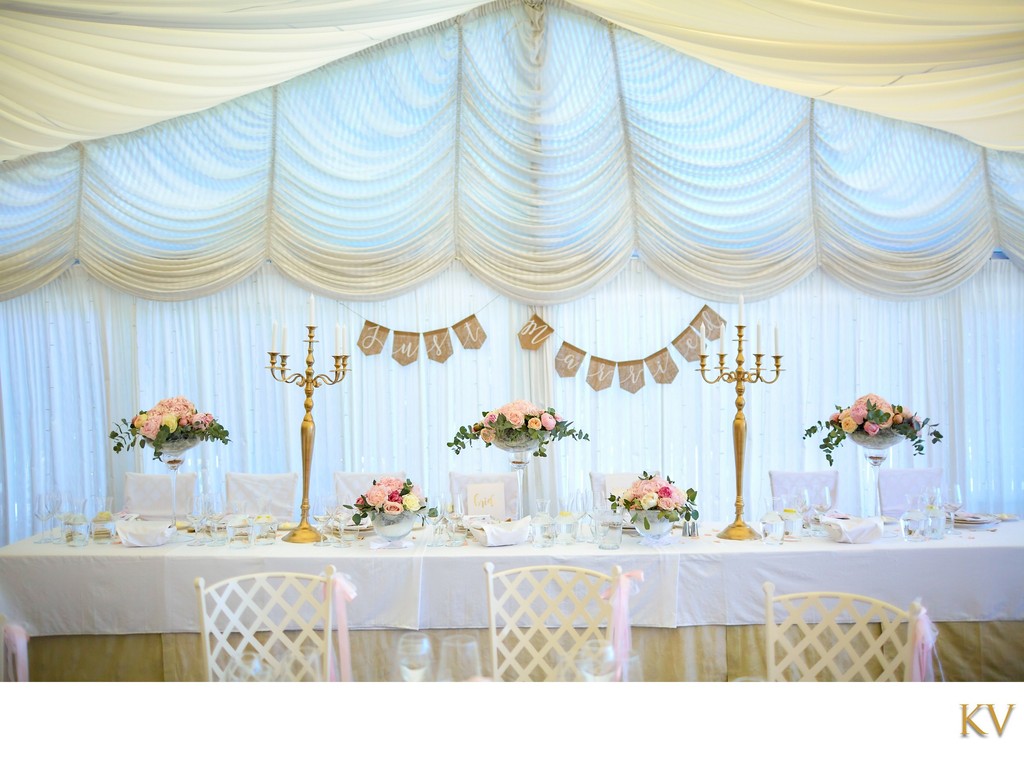 Villa Richter wedding setup showing the main table