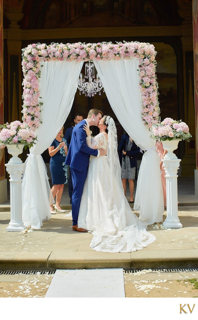 First Kiss As Husband And Wife At the Ledebour Garden in Prague