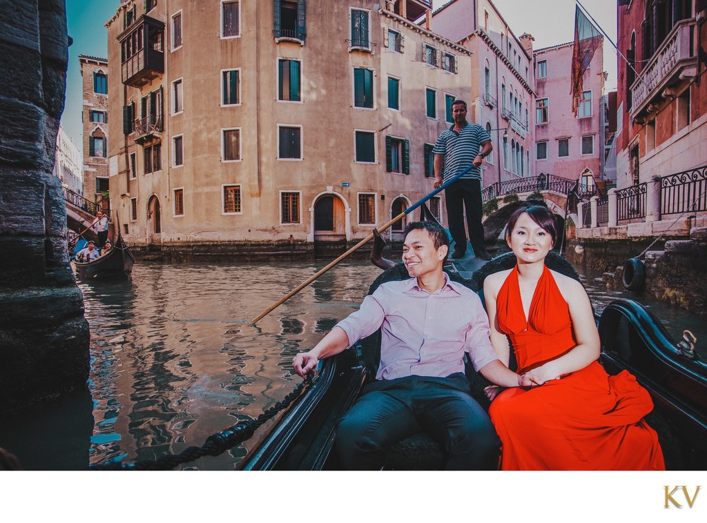 Happy Thai Couple During Venetian Gondola Ride