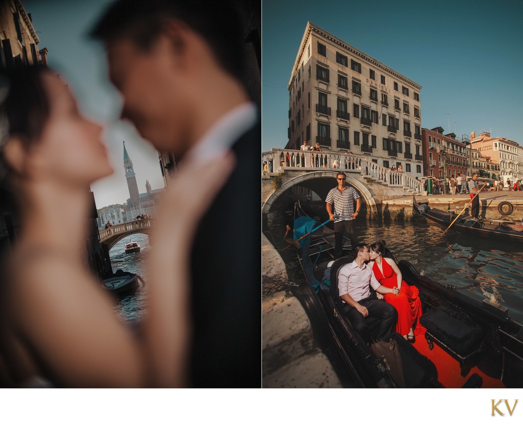 Venice Gondola Ride: Woman in sexy red dress