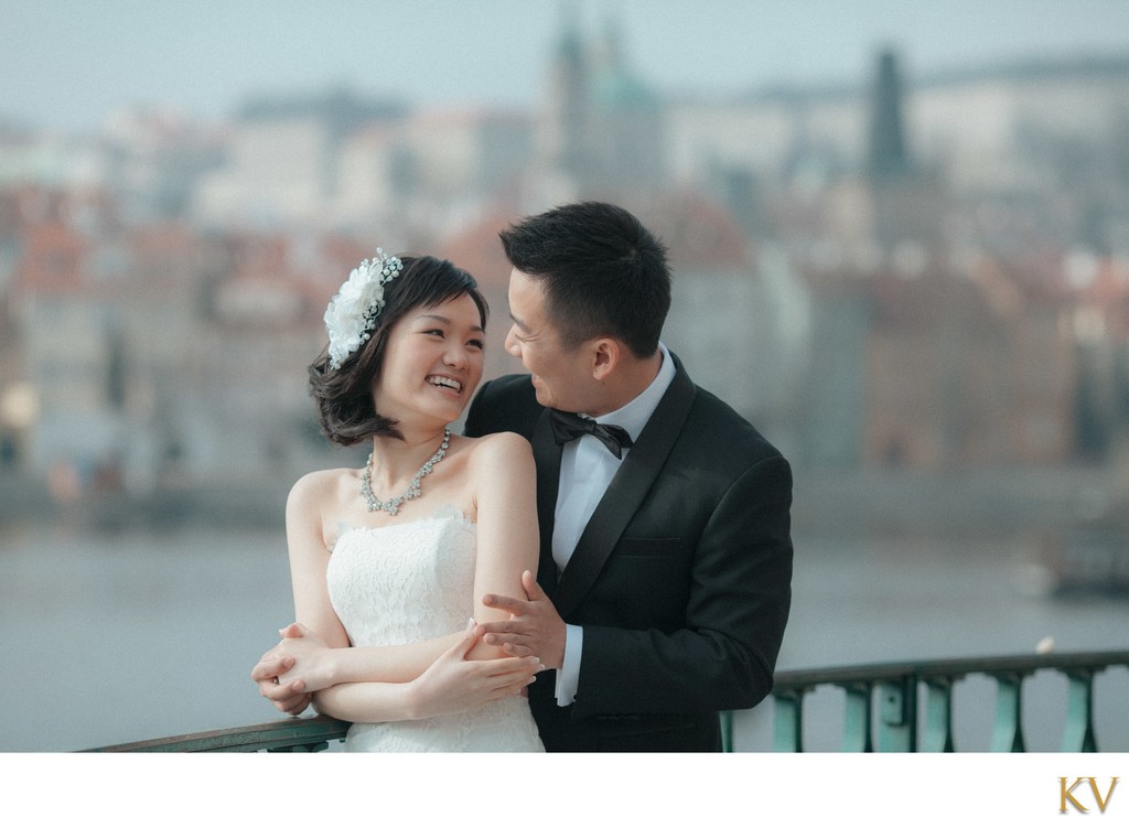 Elegant Hong Kong Newlyweds Riverside Prague