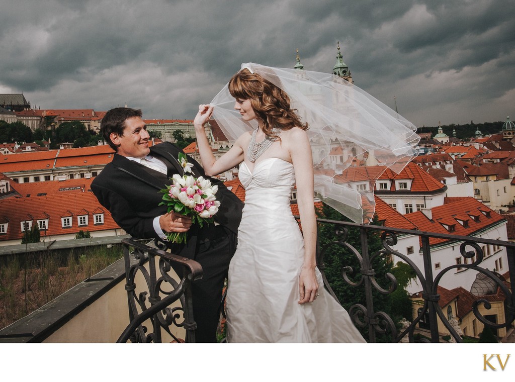 Sexy American Newlyweds Atop Vrtba Garden in Prague