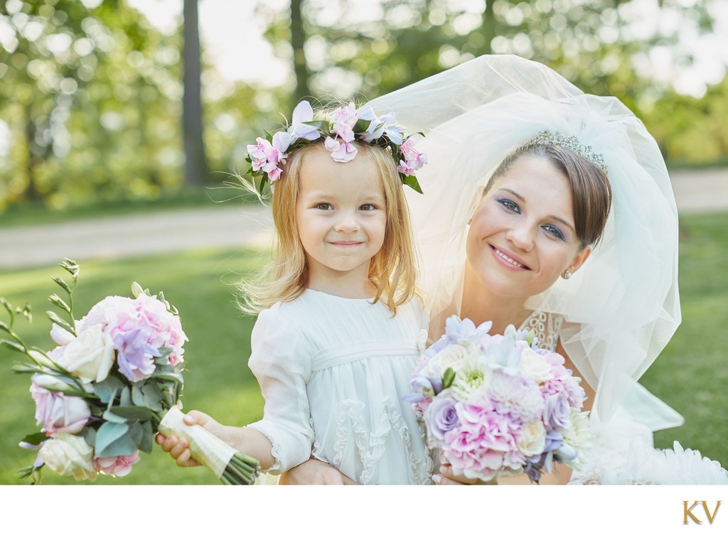 Chateau Mcely Wedding: Bride & Flowergirl