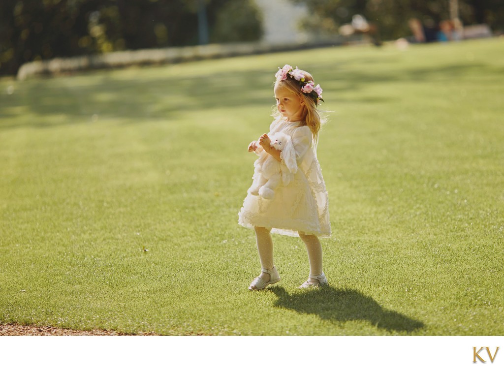 Flower girl runs to position