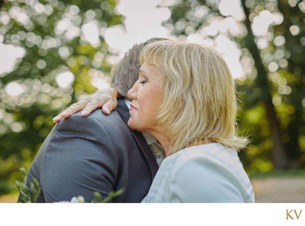 Groom embraces his mother