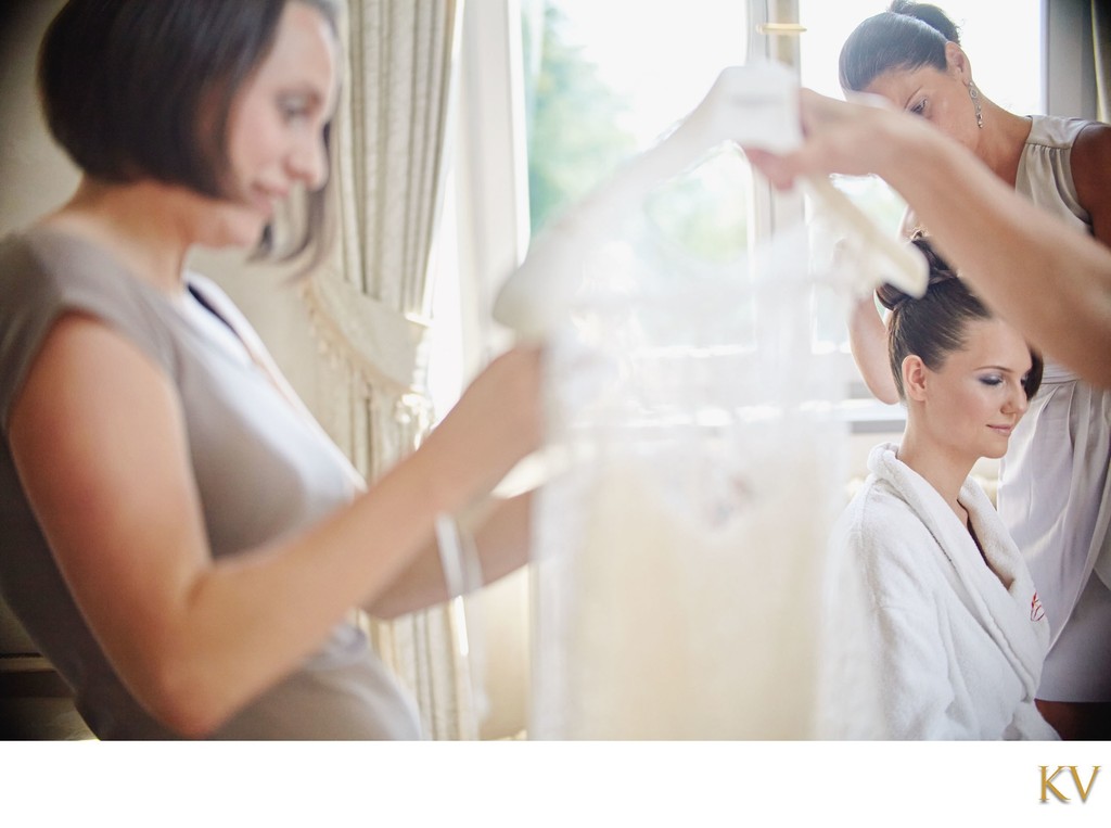 Bridal Preparation Aunt with Dress