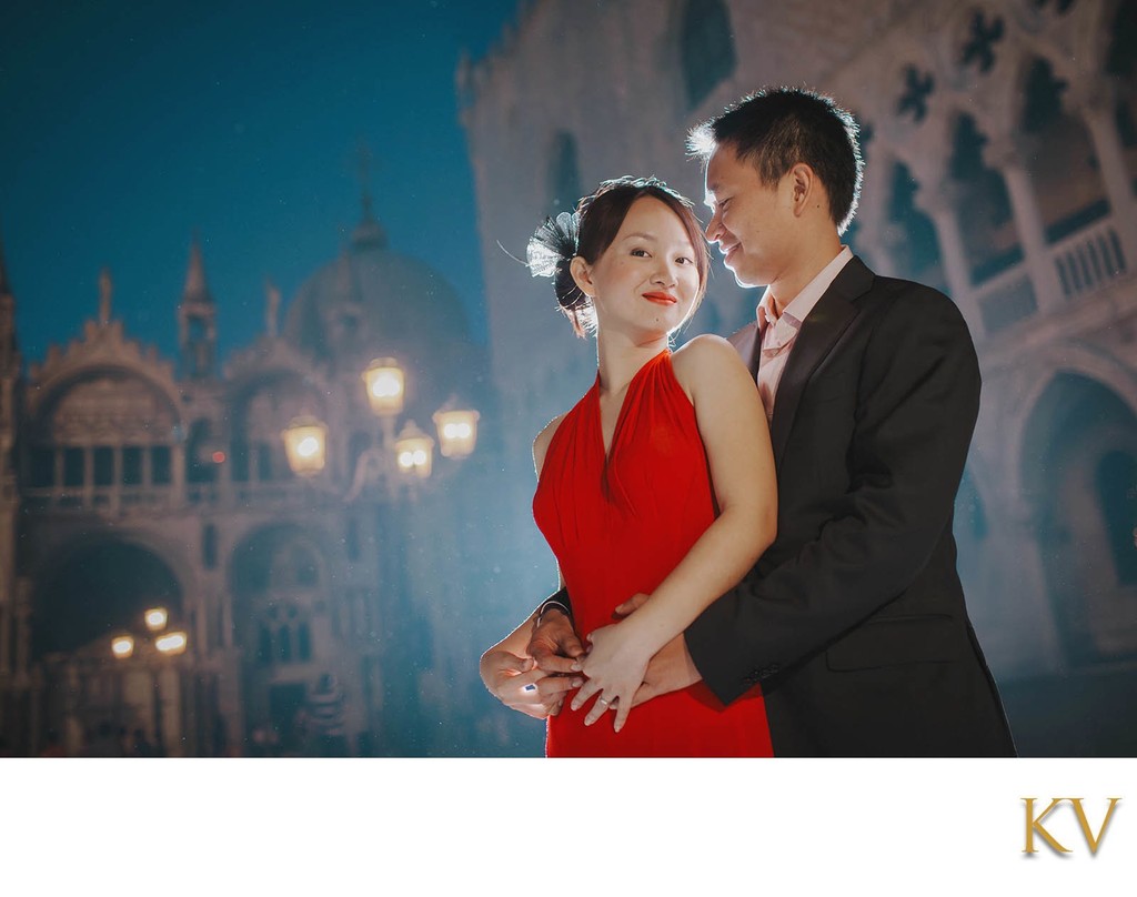 Gorgeous Thai Couple Doge's Palace at Night Venice