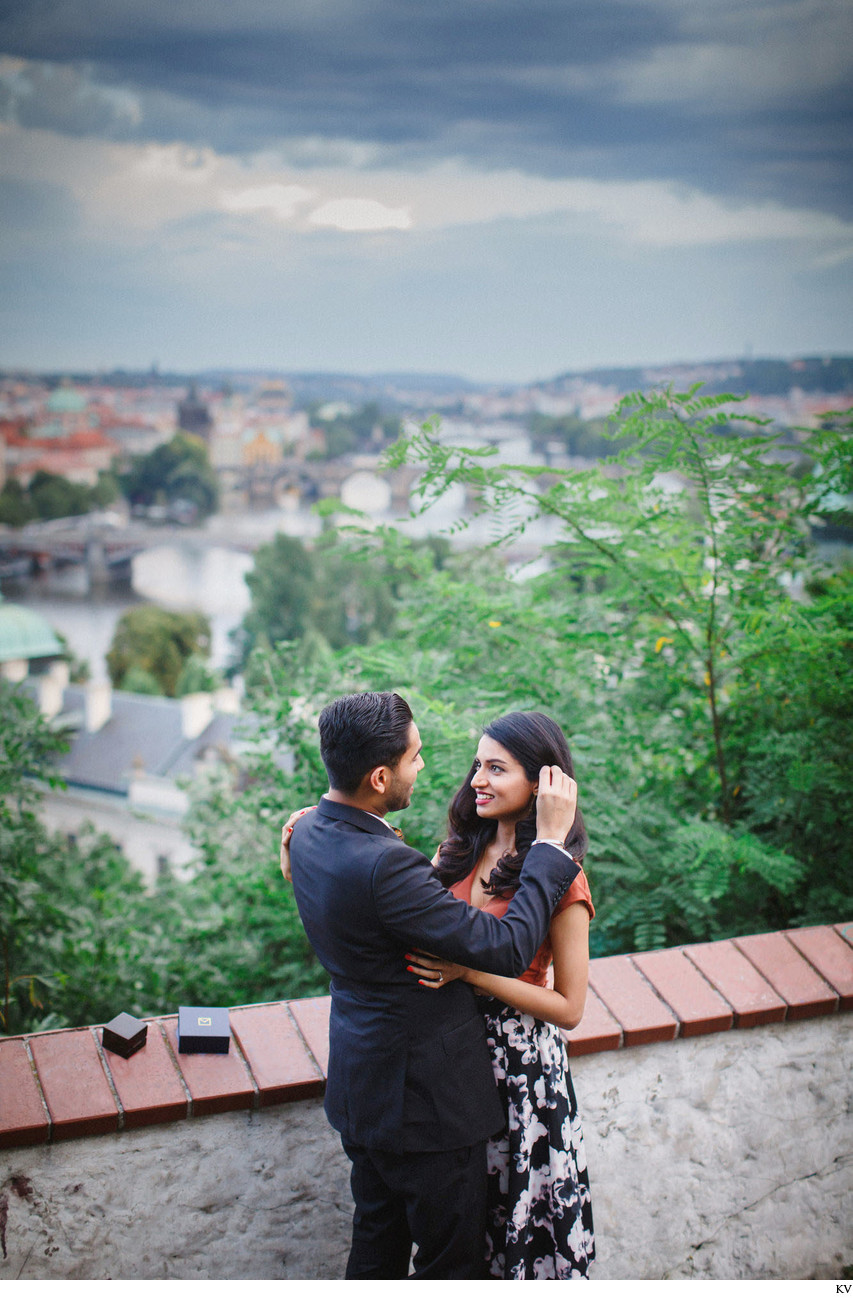 romantic Prague marriage proposal a moment after