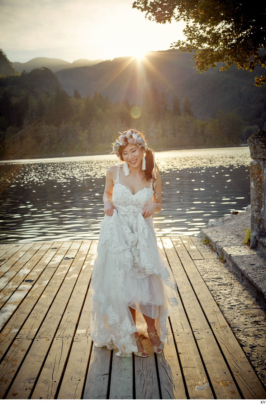 Radiant bride golden light