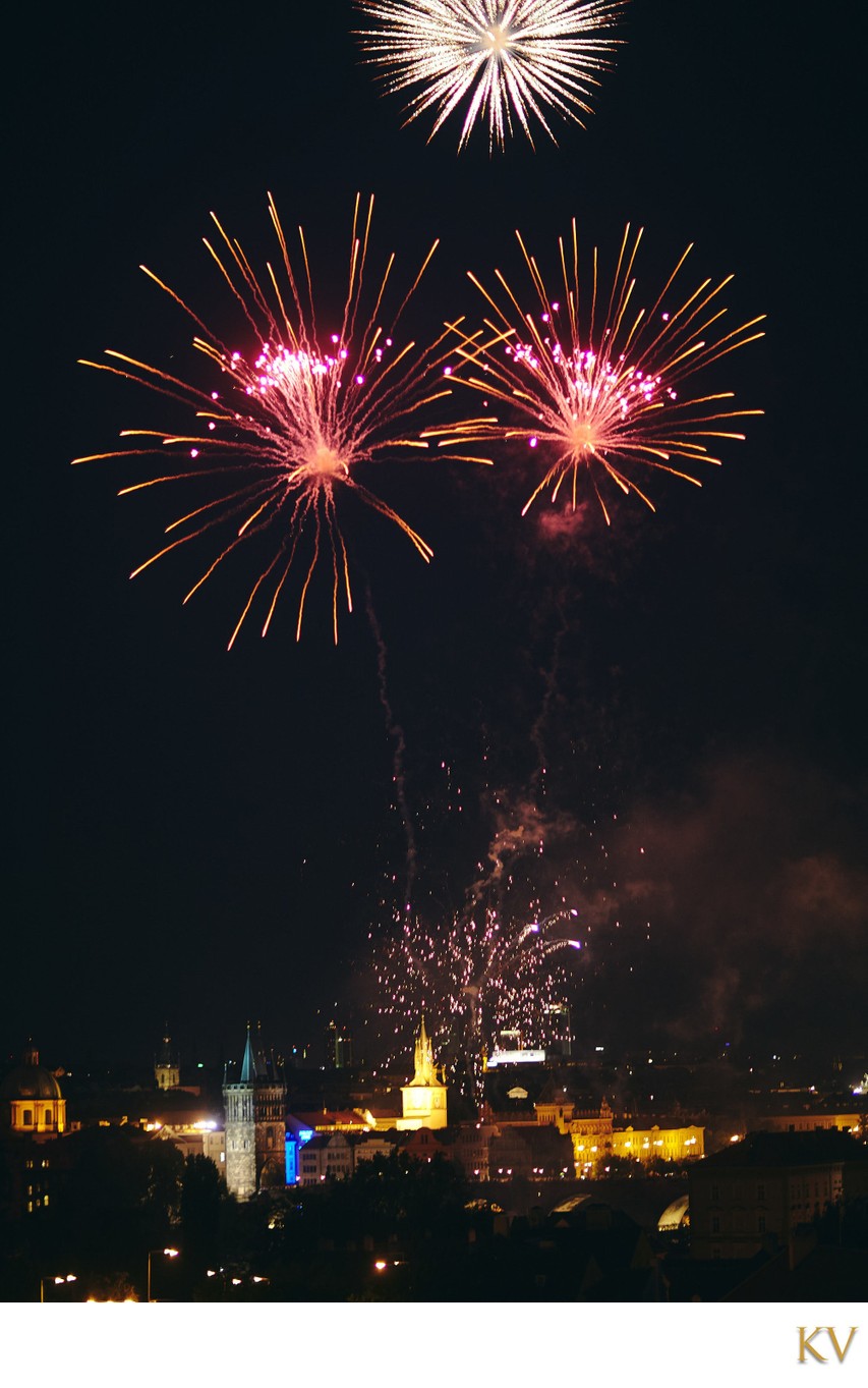 Fireworks above Old Town in Prague