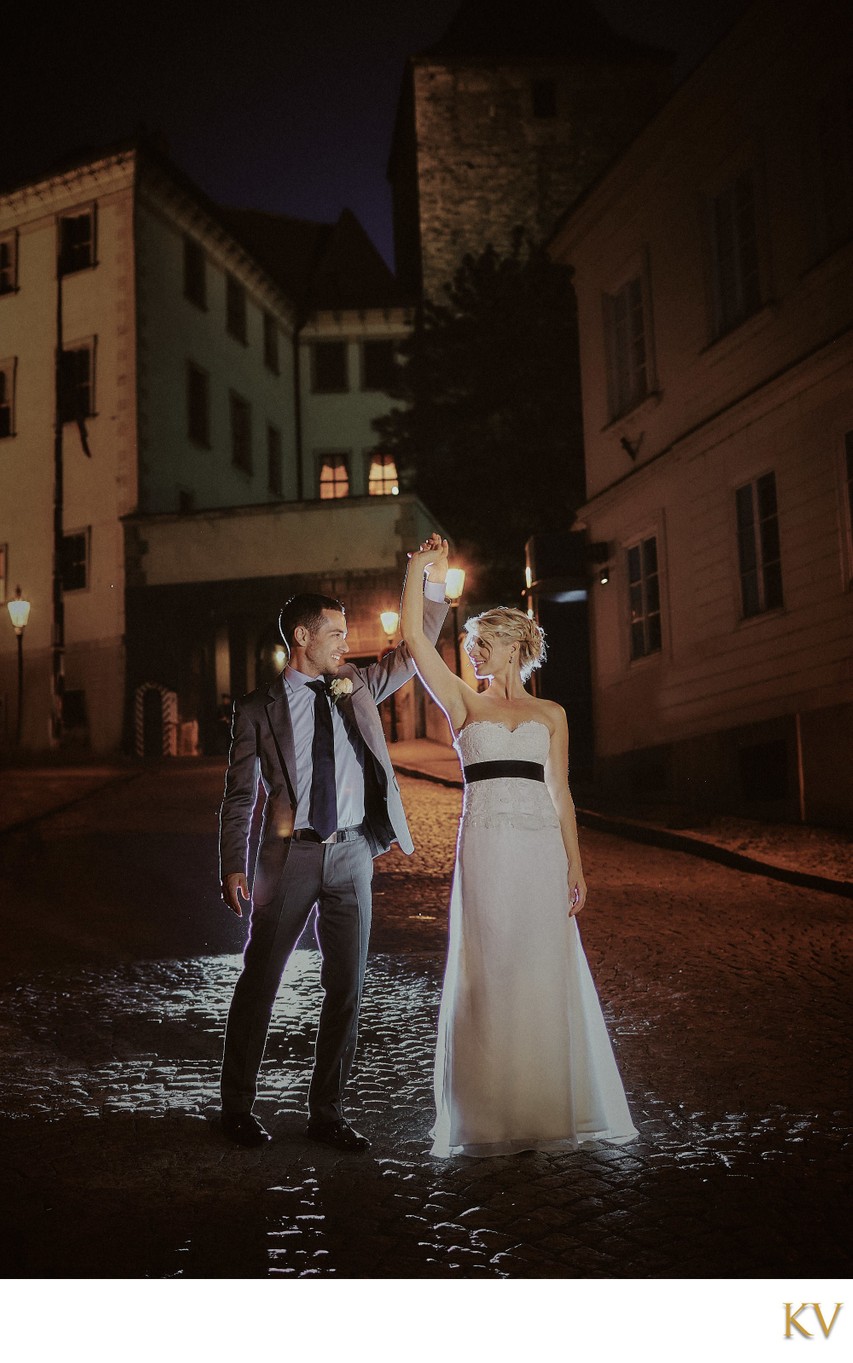 Spinning his bride at Prague Castle