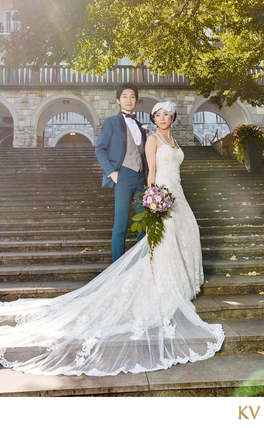 vintage inspired bride & her groom Lake Bled weddings