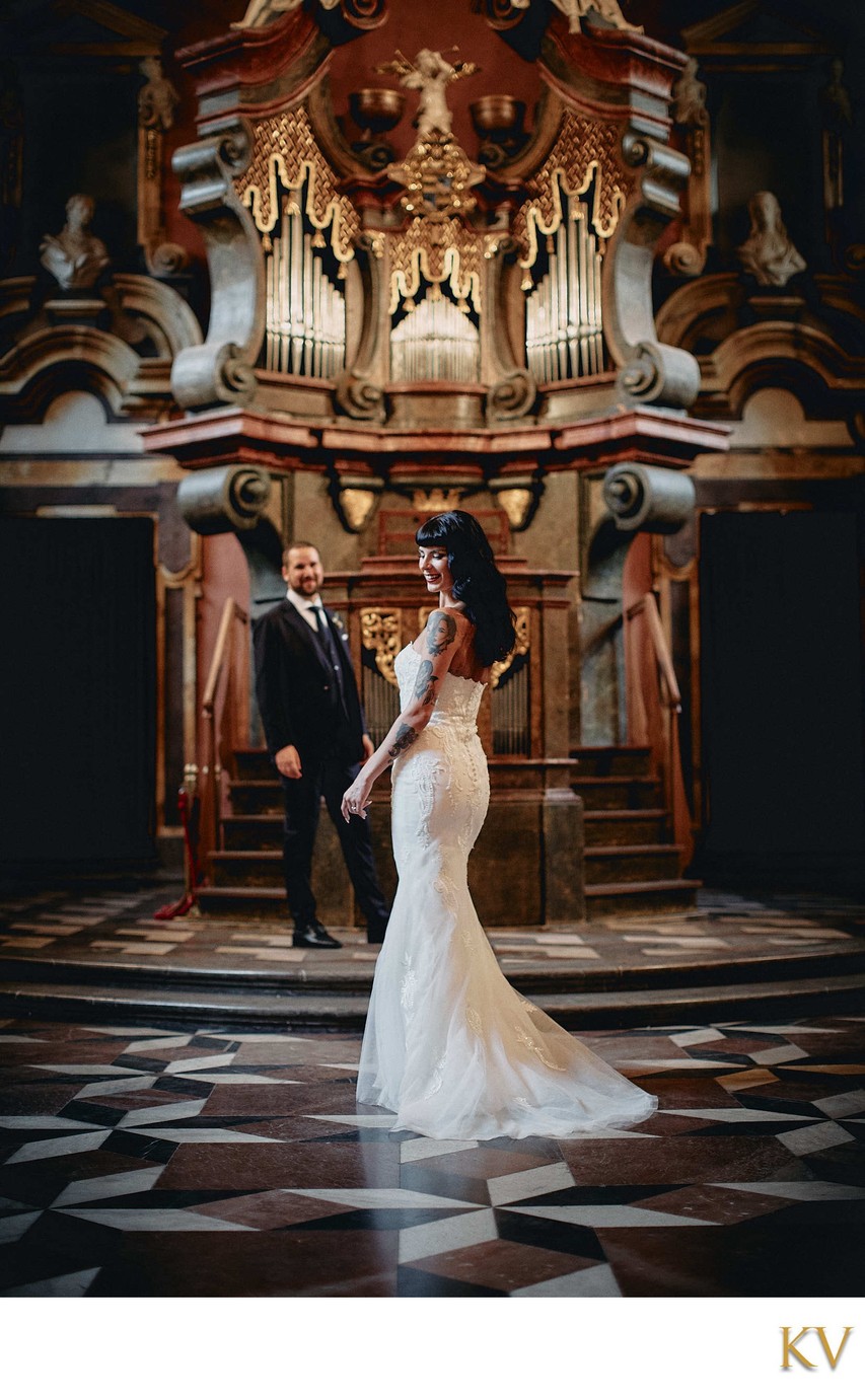 Sexy tattooed bride Mirror Chapel