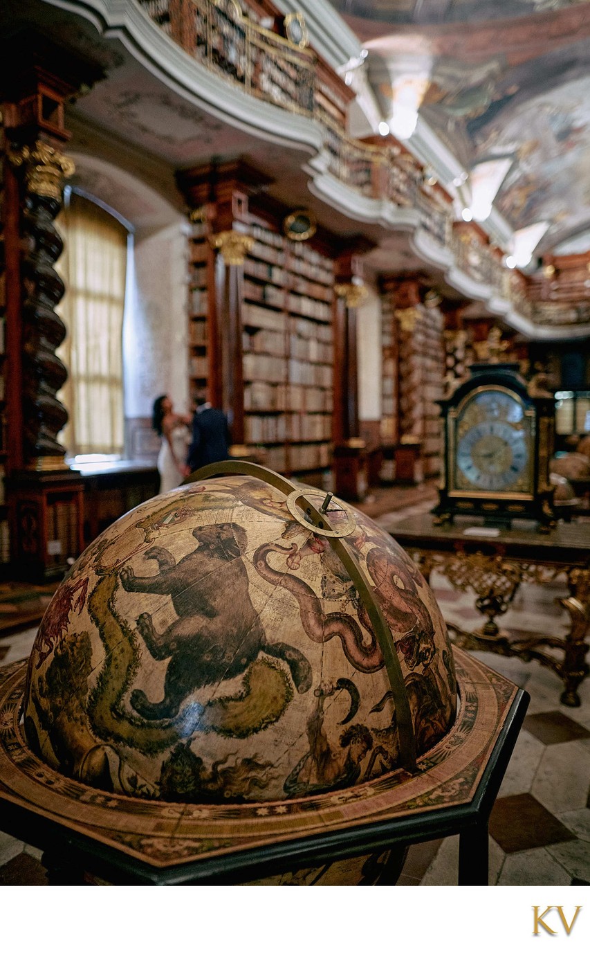 Ancient globe & newlyweds Library