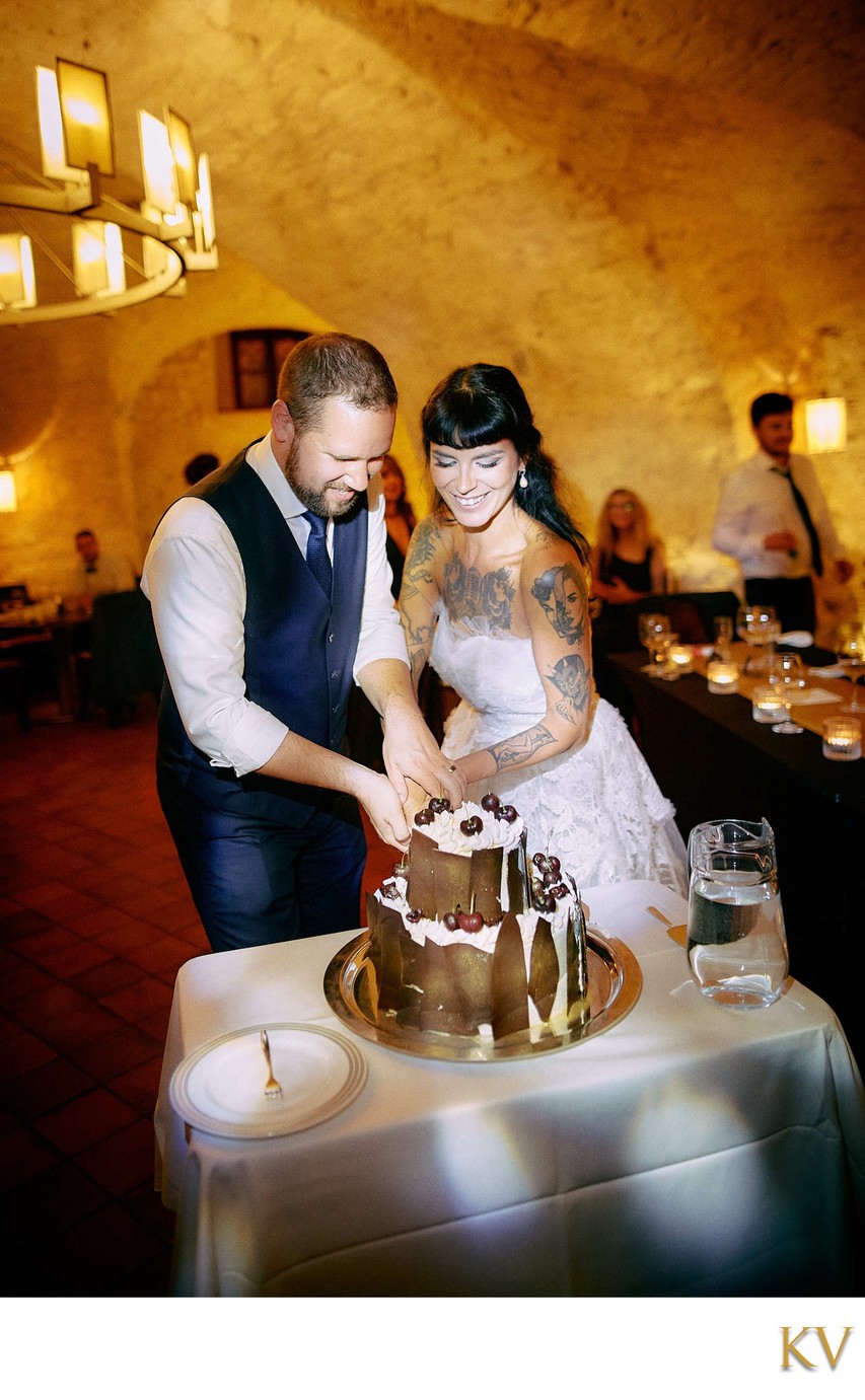 Wedding Cake Cutting at St. Thomas Brewery, Prague