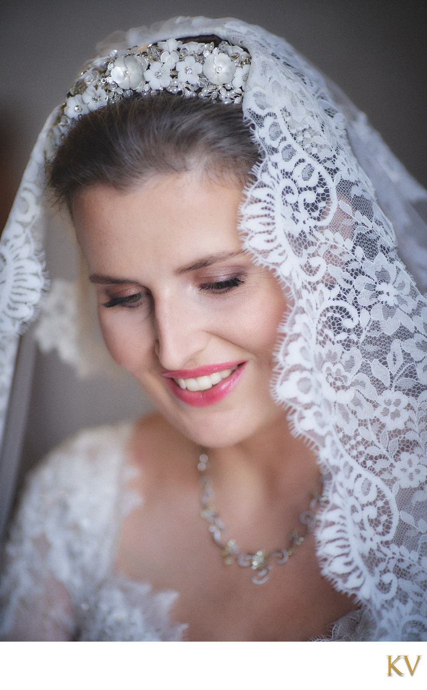 Classical portrait of the beaming Czech Bride