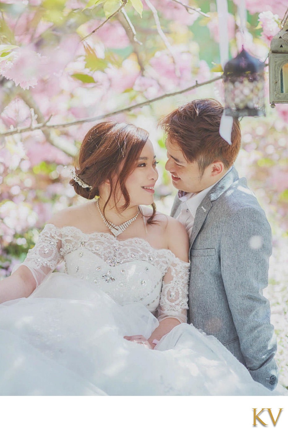 Hong Kong Couple Under Cherry Blossoms in Prague