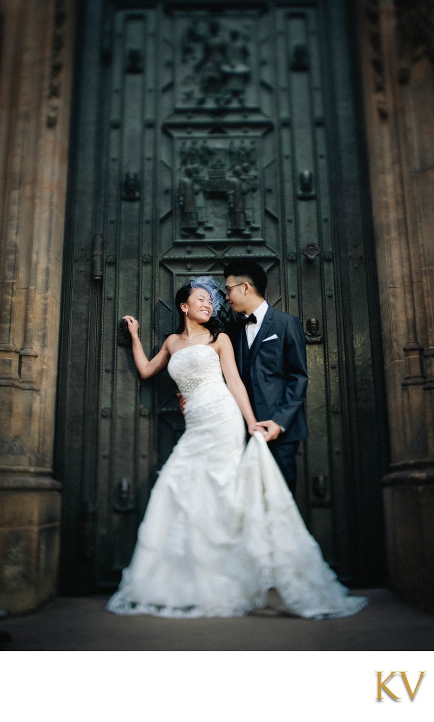 Vintage Style NYC Couple Prague Castle