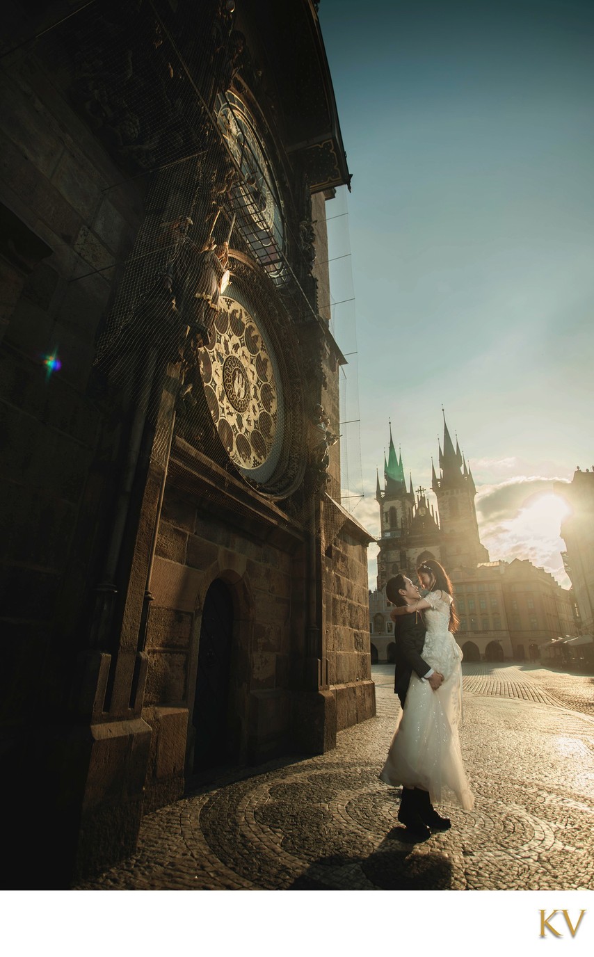 Twirling His bride Under the Orloj