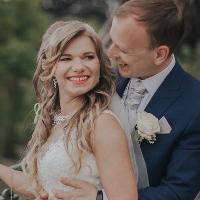 Smiling bride & the lucky groom - Prague weddings