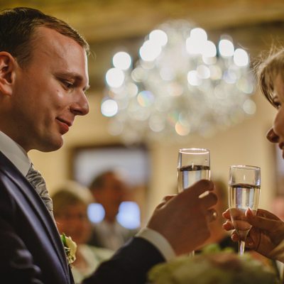 Champagne toast for the newlyweds Alchymist in Prague