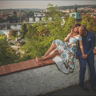 the sexy couple overlooking Prague A&E 