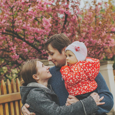 Family portrait under the Cherry Blossom Trees