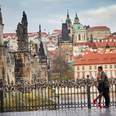 The best view Prague Castle marriage proposal