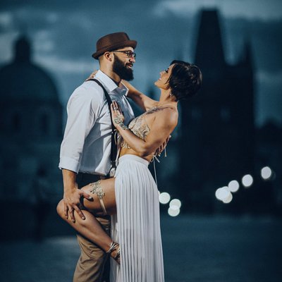 A cinematic themed wedding anniversary shoot in Prague
