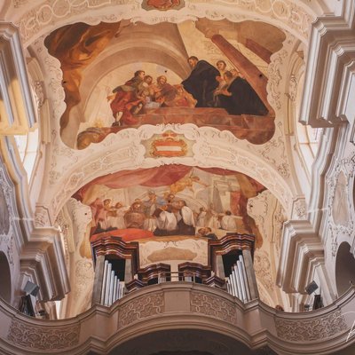 frescoes, organ St Thomas Church Prague