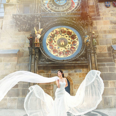 Bad Ass pre wedding photo Astronomical Clock Prague