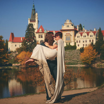 Anniversary portrait session gorgeous couple Pruhonice