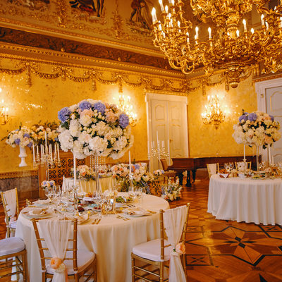 Kaunicky Palace wedding day dinner venue interior
