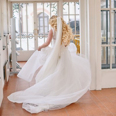 Hluboka nad Vltavou Castle bride twirling wedding dress