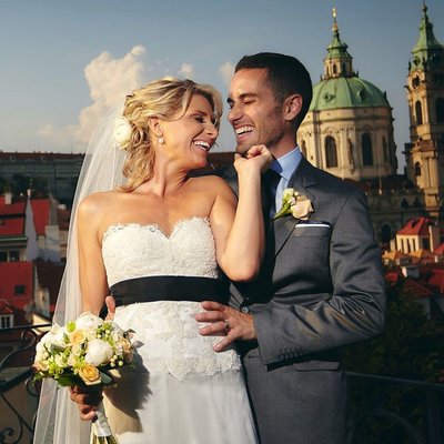 The very happy bride & groom pictured above Vrtba 