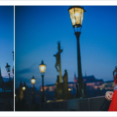 Night time portraits of S&S at Charles Bridge