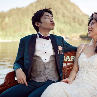 the always kissing groom - Lake Bled wedding