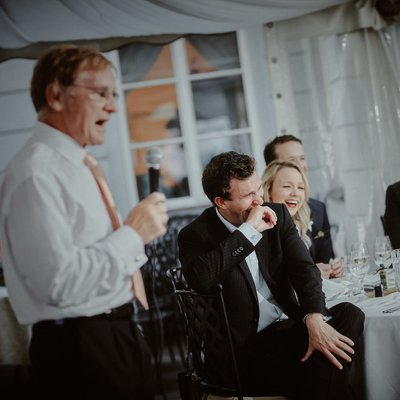 Guests react to Father of Bride speech