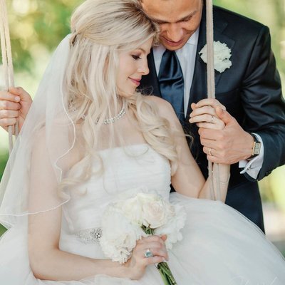 Gorgeous bride & groom in swing Prague wedding 