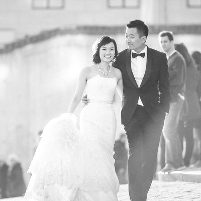 The happiest newlyweds in Prague pictured in b&w