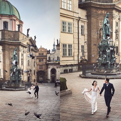 Cinematic pre-wedding photos from Prague