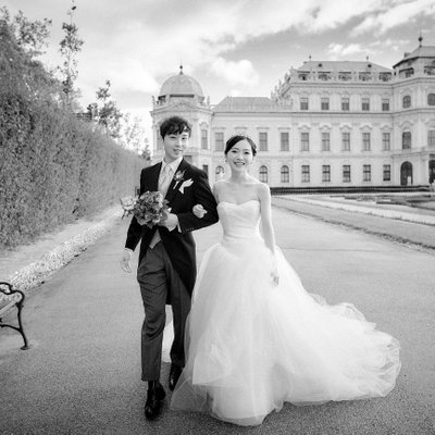 Belvedere Palace Wedding Austria -  Happy Bride & Groom