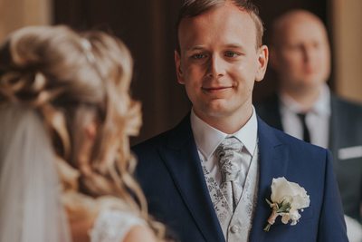 The happy groom during his wedding