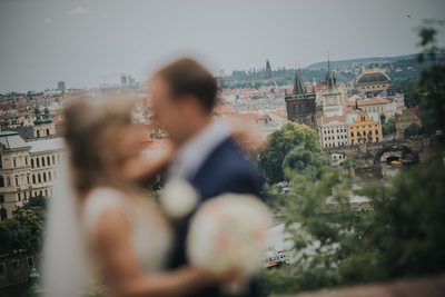 Lovers background of Prague