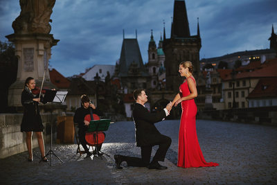 A beautiful wedding proposal Prague Charles Bridge