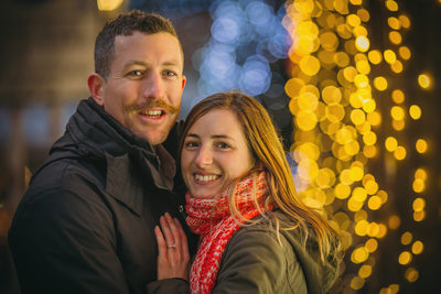 The happy newly engaged XMas Market Prague Old Town