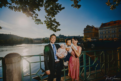 classical style family portrait on location Prague 