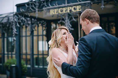 brides reaction 1st look Hluboka nad Vltavou  wedding 