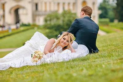 bride waits for the business call to end